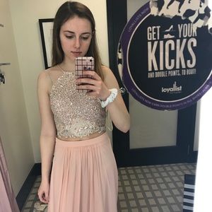 Pink Two Piece Prom Dress